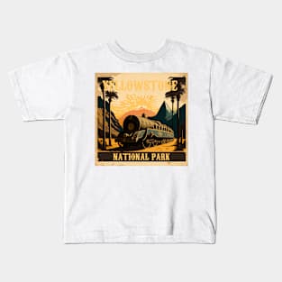 Yellowstone National Park Vintage Travel Art Poster Kids T-Shirt